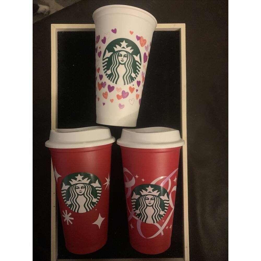 Starbucks Reusable Christmas Grande Hot Red Cups 16 oz 25 /50 Years Lot